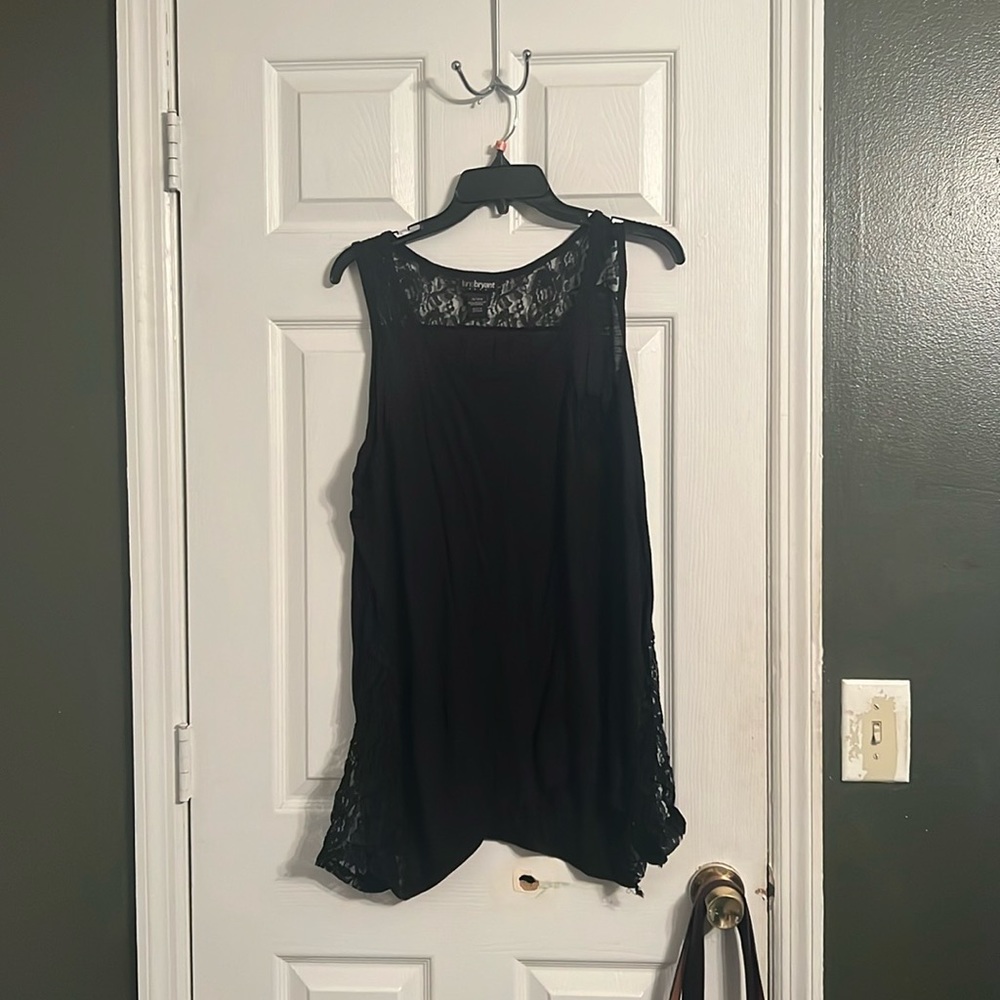 Lane Bryant black lace tank top with flare - Picture 1 of 5